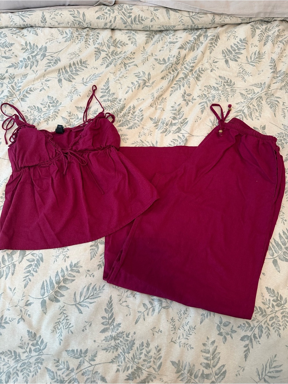 wild fable Berry Two-Piece linen Cami & pants Set